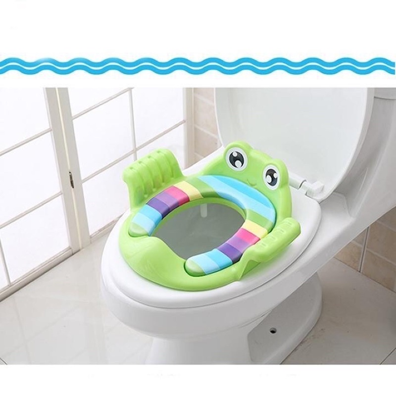 Bệ thu nhỏ bồn cầu - bệ lót bồn cầu hình ếch có tay vịn cho bé