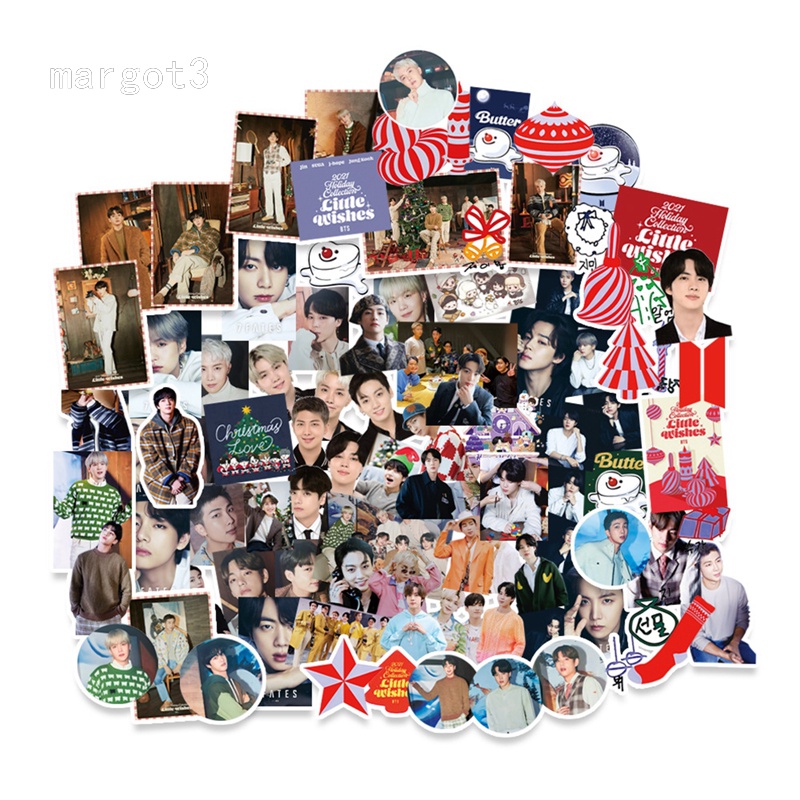 Bộ 96 Sticker Chống Thấm Nước Hình Kpop BTS 2021 Dán Ván Trượt Laptop