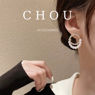 Bông tai vòng tròn đính ngọc | chou accessories |