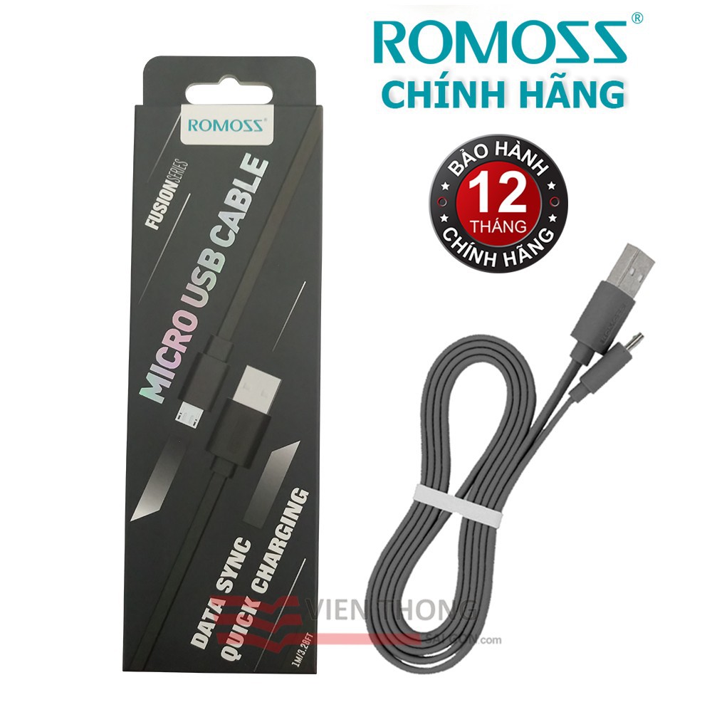 Cáp sạc micro-USB Romoss CB05f dài 1m (Đen) - Hãng phân phối chính thức