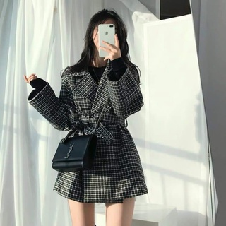 Áo khoác dạ 2 lớp dày dặn có đai thắt eo