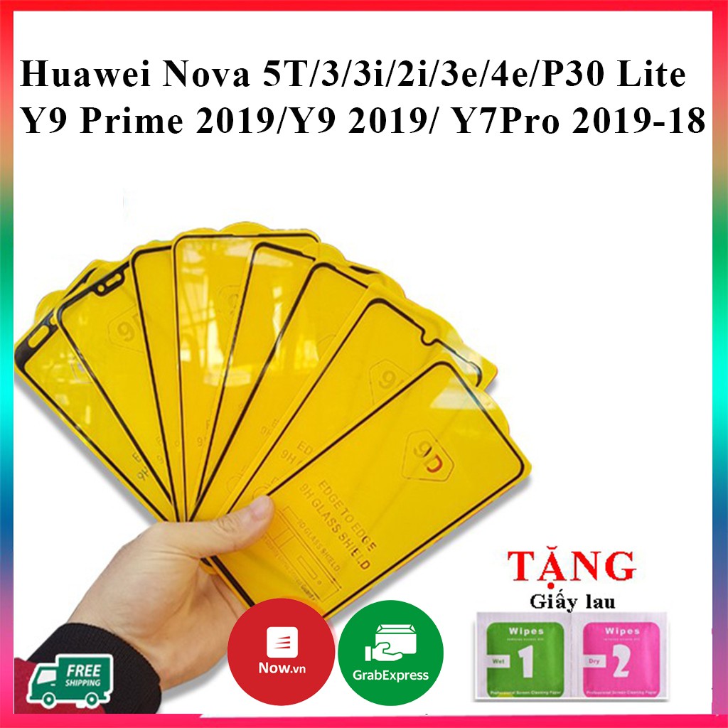 Kính cường lực huawei Nova 5T 3 3i 2i 3e 4e Y9 Prime 2019 Y9 2019 Y7 Pro 2019 Y7 Pro 2018 P30 Lite Full Màn