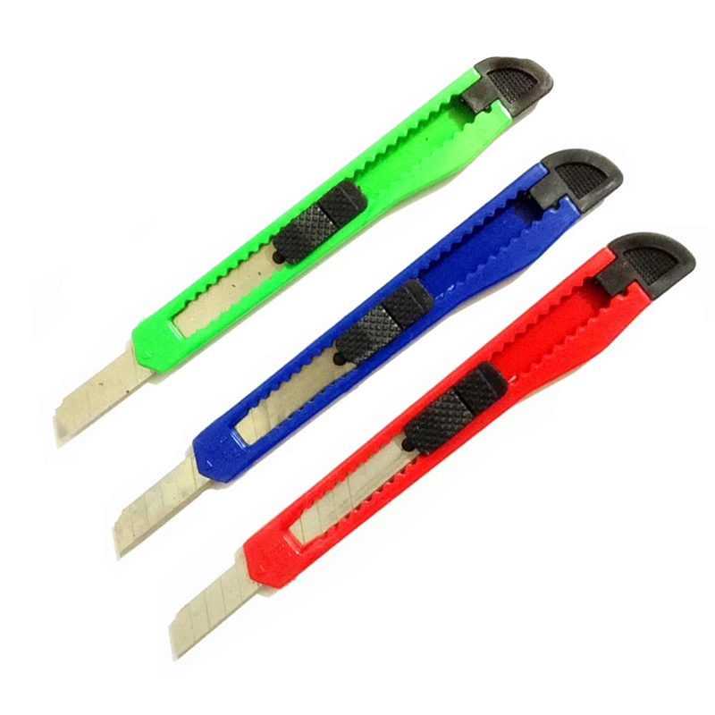 Bộ 3 Dao Cắt Giấy Dạng Trượt (Màu Xanh Dương, Xanh lá cây, Đỏ) Tiện Dụng Cho Văn Phòng