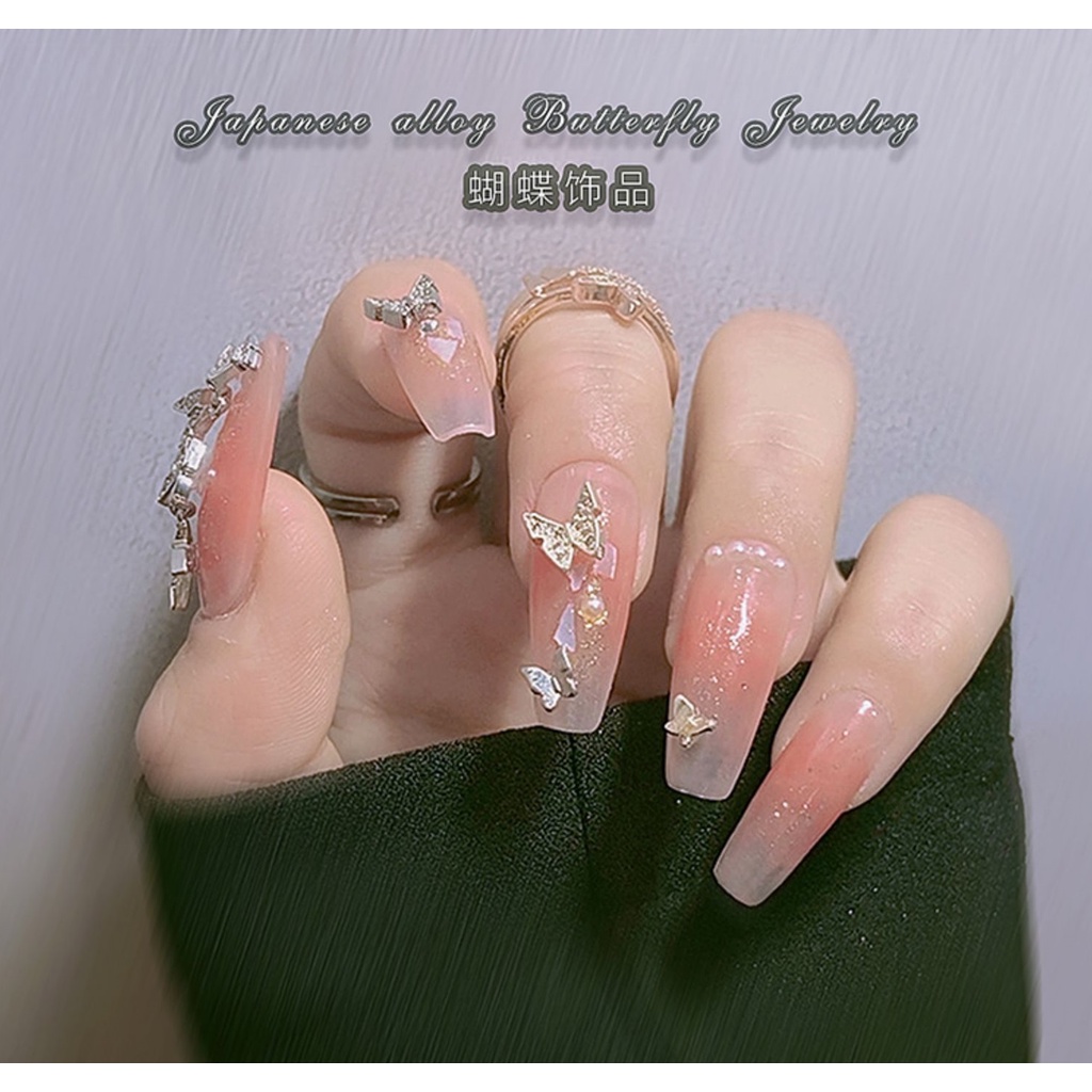 Charm Phụ Kiện Bướm Liên Thể Kim Loại Đính Móng