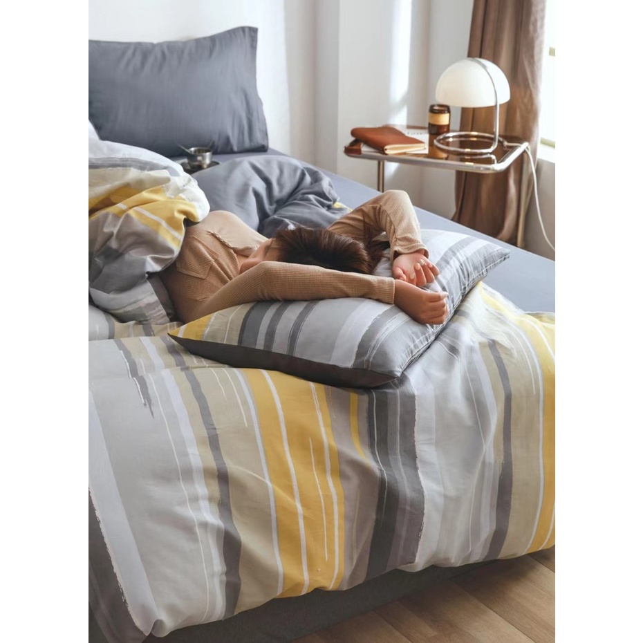 SET Chăn ga Cotton Living KẺ SỌC 4 Món  chăn ga gối đệm cao cấp
