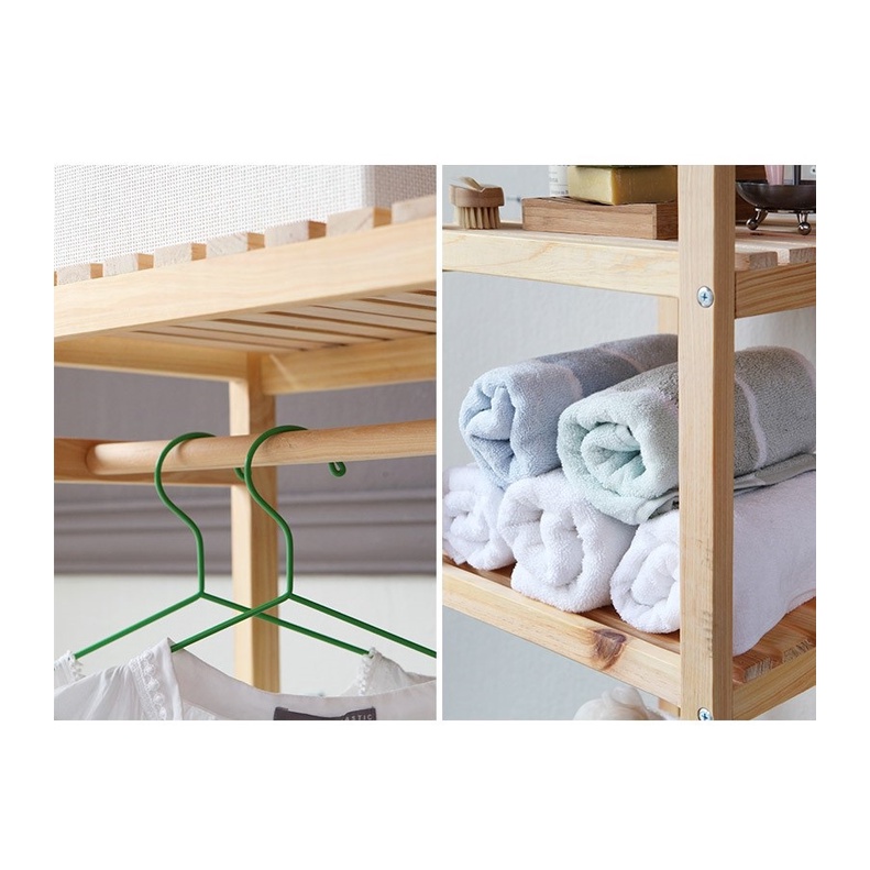 Tủ treo quần áo Triple Closet lắp ráp gỗ thông nhập khẩu thương hiệu MW FURNITURE màu gỗ