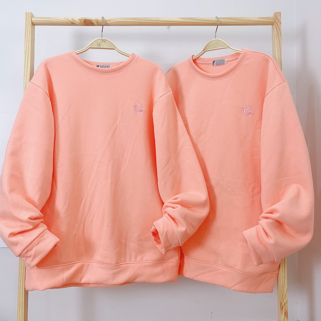 Áo Nỉ sweater thêu C C hình thật (form unisex)