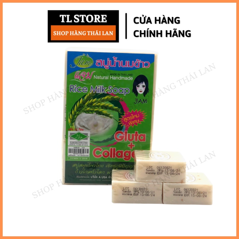 Combo 12 Bánh Xà Phòng Cám Gạo Vuông Thái Lan JAM RICE MILK SOAP 780gr/ lốc