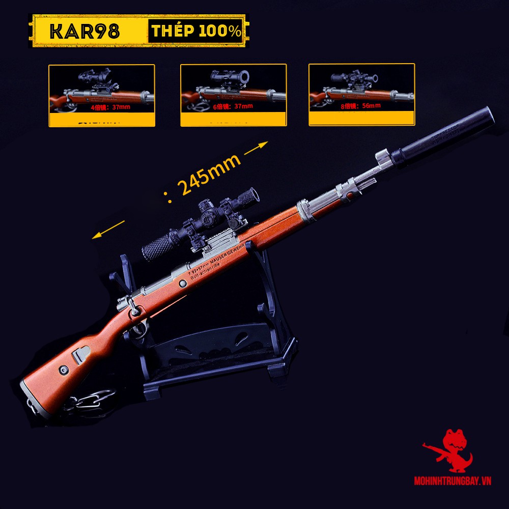 Mô Hình PUBG Kar98 Classic Tặng Kèm 3 Scope Và Kệ Trưng Bày 19cm