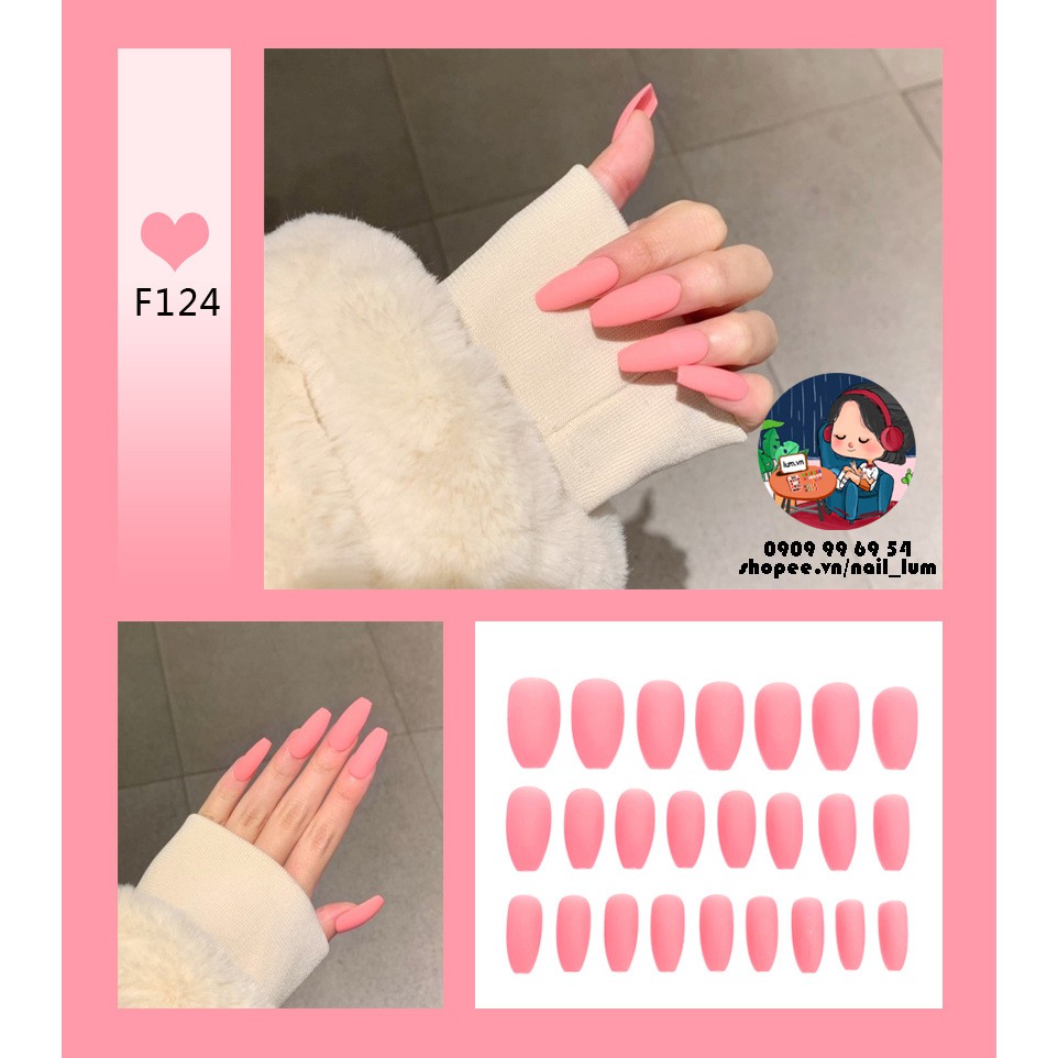 Móng Giả - Nail Dài Đơn Màu [Sẵn Keo - Đóng Hộp 24 Mẫu Đủ Size]
