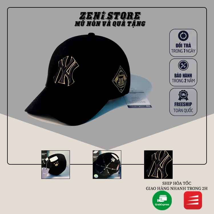 Mũ lưỡi trai, Nón kết xuất khẩu Zeni Store N.Y đen thêu logo cạnh Siêu HOT Freeship, Full Hộp