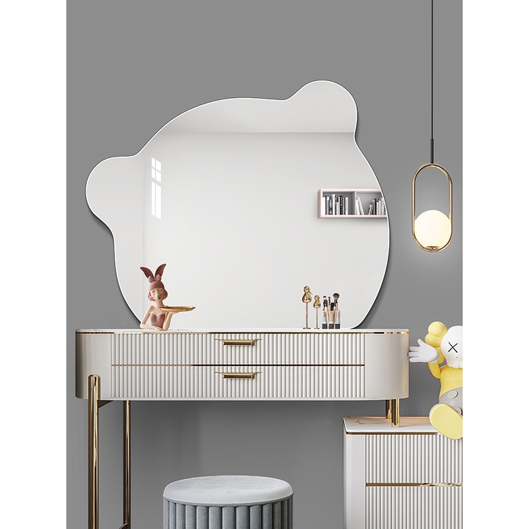 Gương Gấu decor phòng tắm, bàn trang điểm VUADECOR led cảm ứng, led triệu màu nhiều kích thước