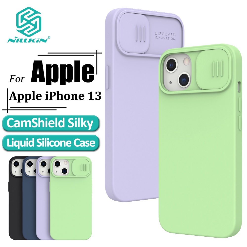 Ốp điện thoại silicon dẻo lót sợi lông siêu nhỏ Nillkin có miếng trượt che bảo vệ riêng tư cho camera Iphone 13