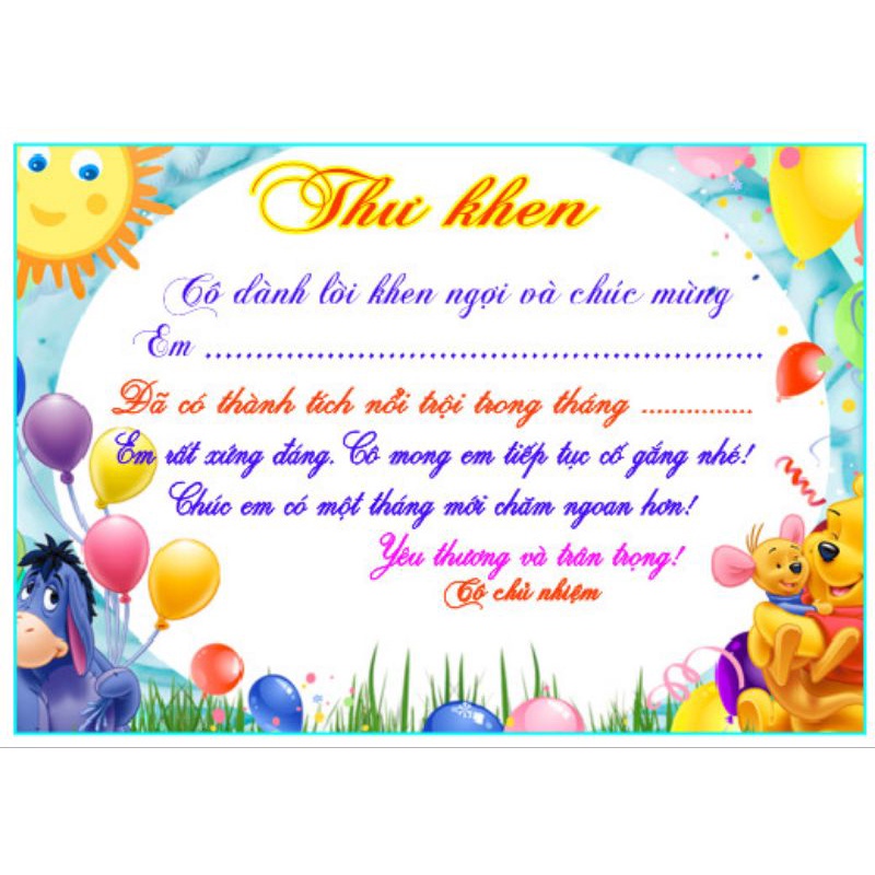 Thư khen học sinh in màu bìa trắng