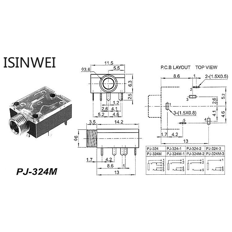 Set 100 Đầu Nối PJ-306 PJ-307 PJ-316 PJ-318 PJ-319 PJ-324 PJ-324M PJ-325 3.5mm Cao Cấp