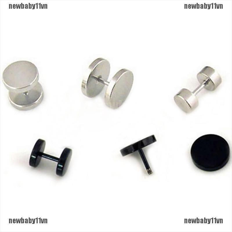 Đôi bông tai nam hình quả tạ bằng thép không gỉ