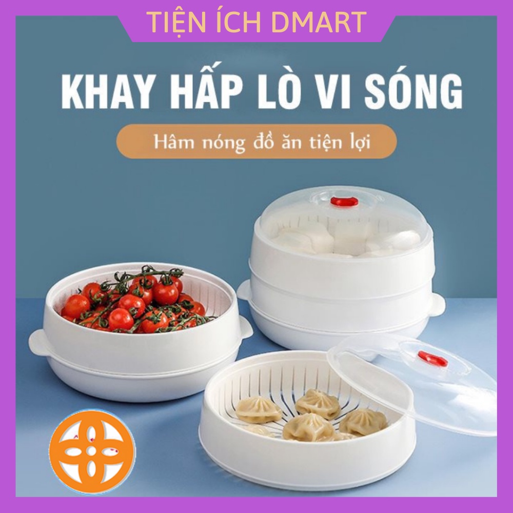 Khay nhựa hấp lò vi sóng 2 tầng nhựa Việt Nhật chịu nhiệt tốt xửng hấp bánh 5625 siêu rẻ