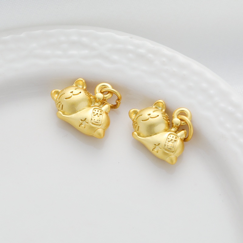 Mặt Dây Chuyền Hình Chú Mèo Hoạt Hình Mạ Vàng 18k Kích Thước 8 * 13mm