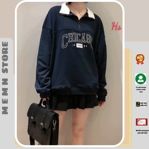 Áo sweater khoá cổ chicago 1994 MEMN 681