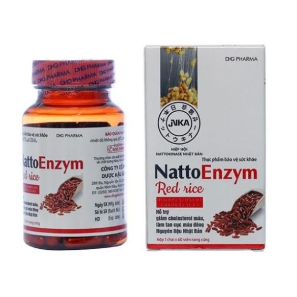 NattoEnzym Red Rice (gạo đỏ) lọ 60 viên hỗ trợ giảm Cholesterol, phòng ngừa đột quỵ
