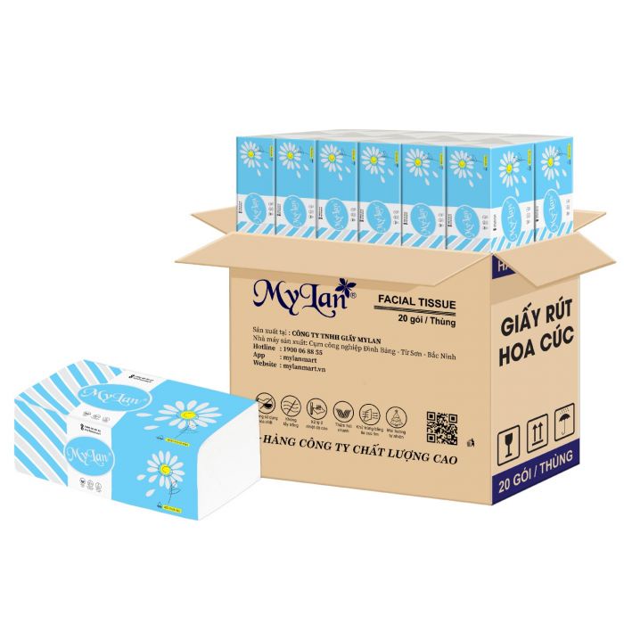 Giấy ăn,Giấy rút Cao Cấp Mylan 4 lớp,Không Chất Tẩy Trắng,Siêu Sạch,Siêu dai,Tan nhanh trong nước