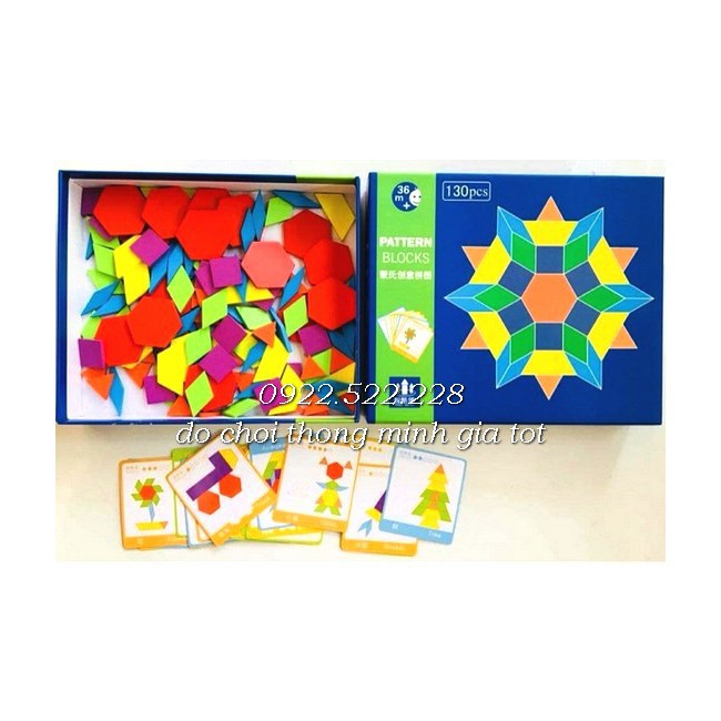 Bộ ghép hình Pattern block 155pcs gỗ cực đẹp