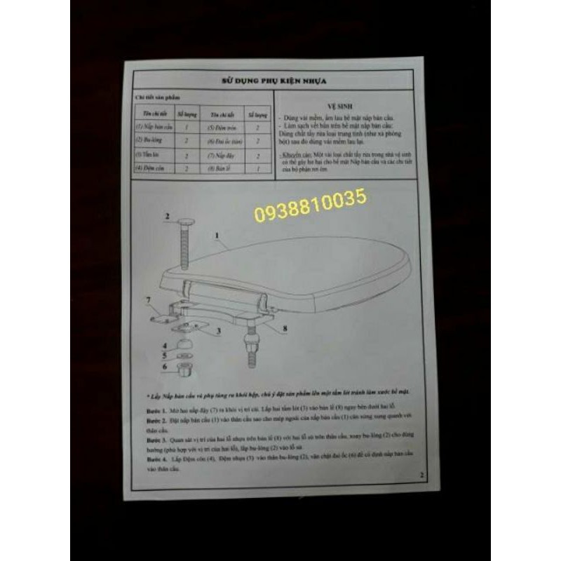 ỐC CHỐT NẮP BÀN CẦU SP07 - SP08 - ỐC NẮP BỒN CẦU