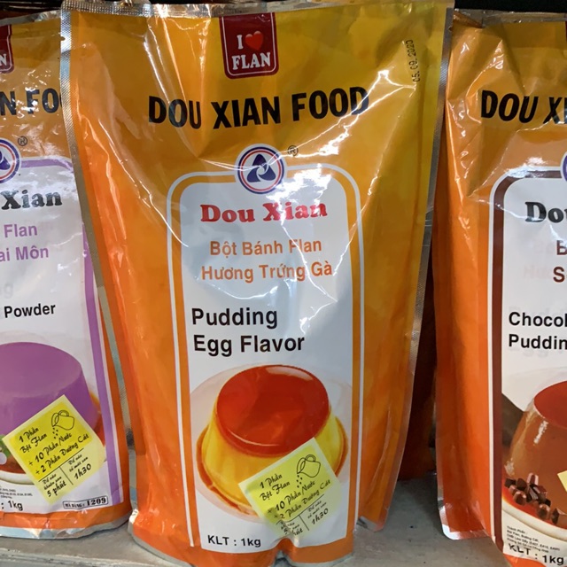 Bột pudding Dou Xian bịch 1kg ( socola, dưa lưới, trứng, môn)