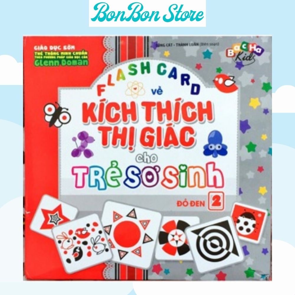 Thẻ Flashcard Kích Thích Thị Giác Cho Trẻ Sơ Sinh 𝑭𝑹𝑬𝑬𝑺𝑯𝑰𝑷 Bộ 60 thẻ, Kích Thước 21x21cm, Tập 2 - Đỏ Đen Dán Tường