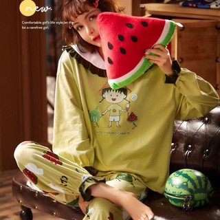 Đồ bộ dài Pijama mặc nhà vải cotton cao cấp mềm mại thoải mái hoạt hình dễ thương sinh động cho chị em mặc ngủ mặc nhà