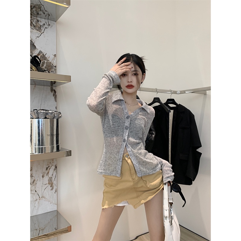 Áo Dệt Kim Dài Tay Ôm Eo Xinh Xắn Dành Cho Nữ