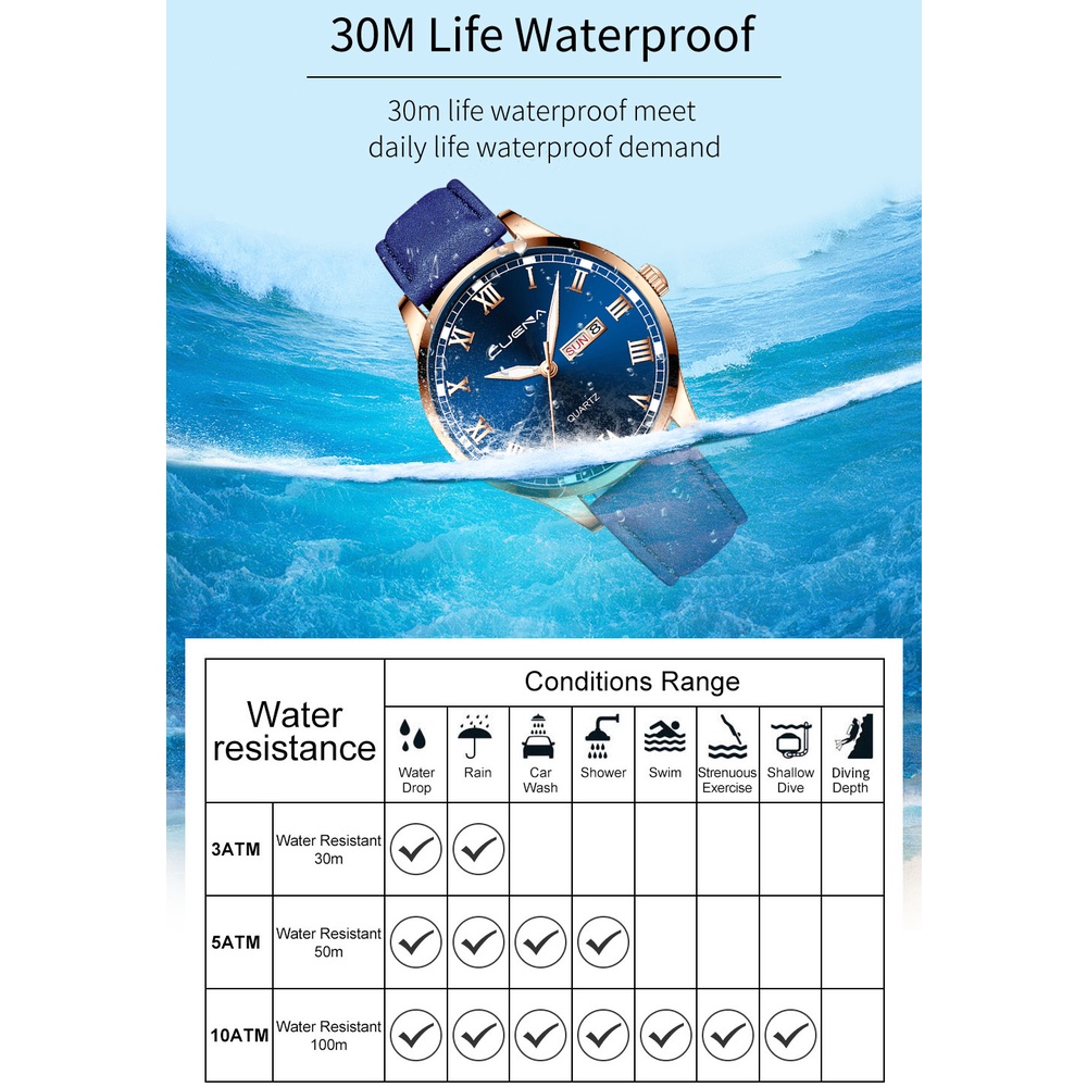 Đồng hồ thể thao CRRJU 892L chất liệu sa phong cách doanh nhân không thấm nước chuyên dụng cho nam