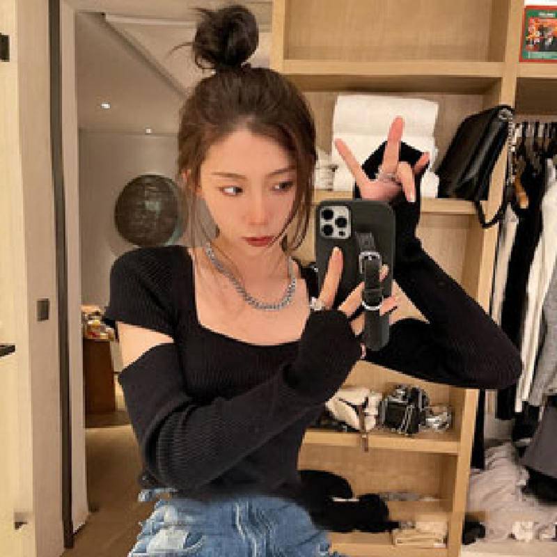 Pháp Áo Sweater Ngắn Dáng Ôm Vừa Vặn Thời Trang Cao Cấp Phong Cách Phương Tây Cho Nữ