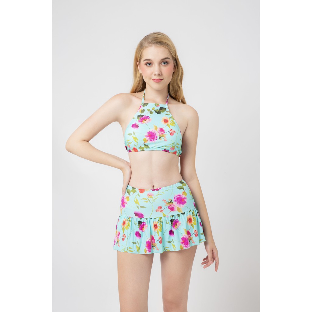 Đồ bơi Nữ BIKINI PASSPORT kiểu hai mảnh váy yếm lửng- màu Xanh Da Trời - BS248_BU