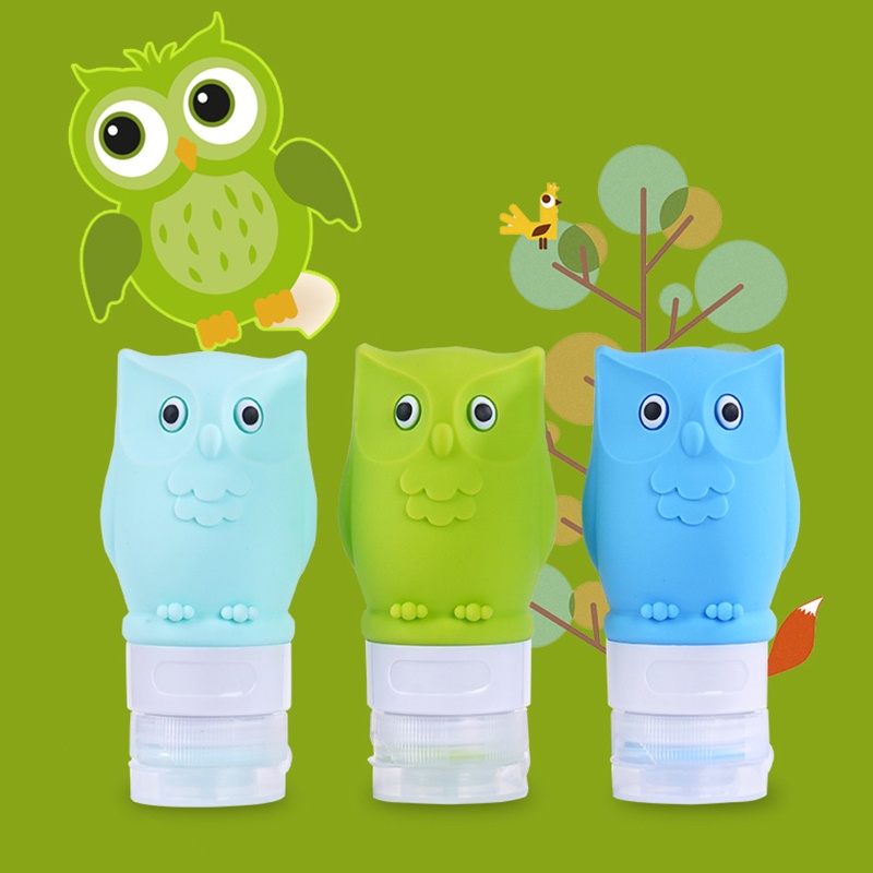 Youyo Chai Đựng Xà Phòng Dạng Lỏng Chống Rò Rỉ Bằng Silicon Hình Cú Mèo Dễ Thương Có Thể Bơm Đầy Lại Dùng Khi Đi Du Lịch