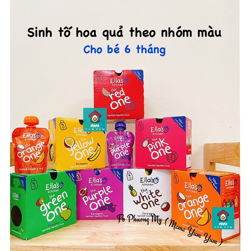 Date 2023 Trái cây hoa quả nghiền Ella’s Kitchen mix 4 loại quả cho bé 6M của UK gói 90g