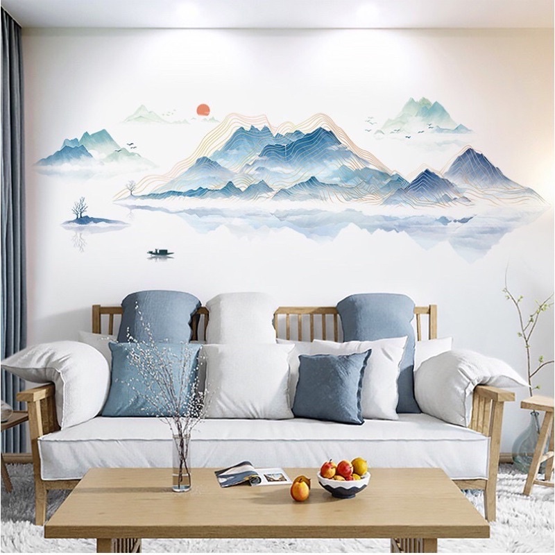 Decal dán tường sông núi phong thuỷ [sỉ=lẻ] Decal dán tường Hàn Quốc