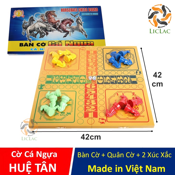 Bộ đồ chơi Bàn Cờ Cá Ngựa HUỆ TÂN chất liệu Nhựa Cao Cấp, Cờ Đua Ngựa, Đồ chơi giải trí vui nhộn cho gia đình - LICLAC