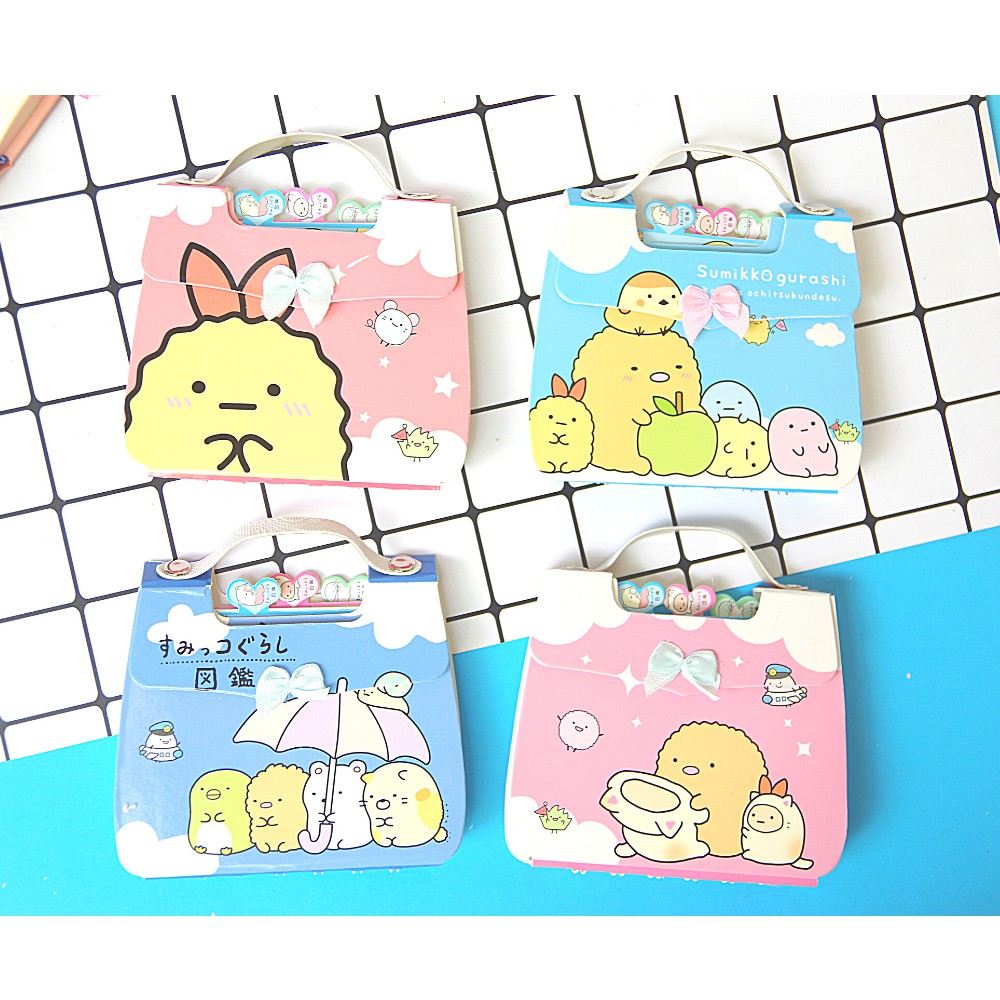 Sổ Tay Ghi Chú Gáy Lò Xo Phân Trang Giấy Nhiều Màu Hình Giỏ Sách Sumikko Gurashi Kích Thước 10x11cm