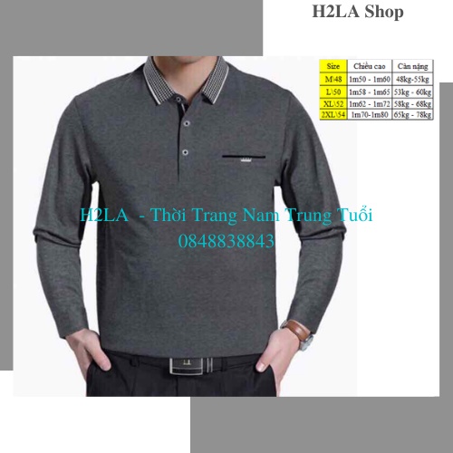 Áo thun nam dài tay trung niên đẹp cổ bẻ ảnh thật H2LA | BigBuy360 - bigbuy360.vn