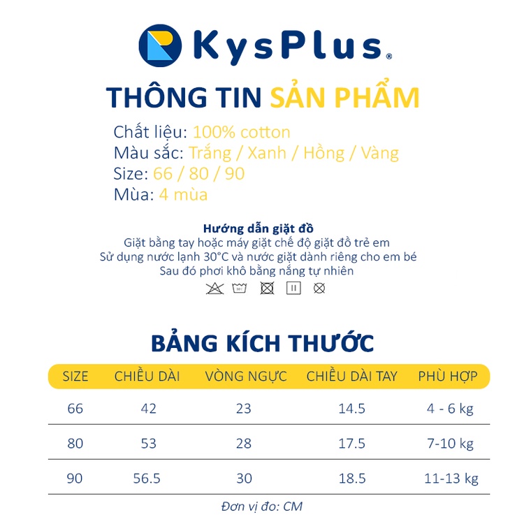 Bộ Body KYS+ Cộc Tay Cho Bé Trai Bé Gái Mùa Hè Chất Liệu Cotton Lưới Thoáng Mát BD01