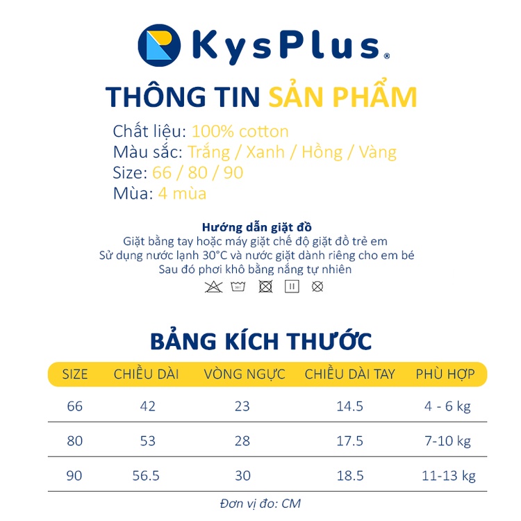 Bộ Body KYS+ Cộc Tay Cho Bé Trai Bé Gái Mùa Hè Chất Liệu Cotton Lưới Thoáng Mát BD01