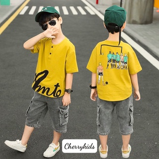 Set bộ Anto cho bé trai siêu ngầu quần jeans áo cotton chính phẩm 4C size 10-59kg