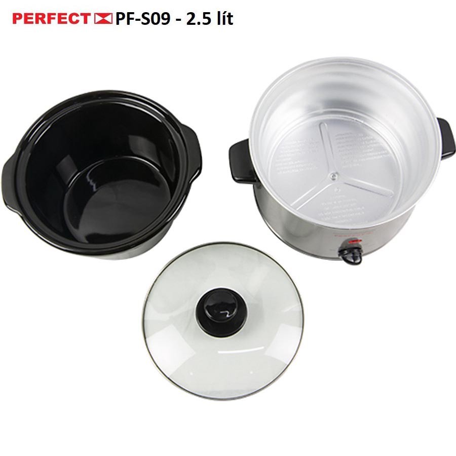 Nồi nấu cháo chậm đa năng Perfect PF-S09 dung tích 2.5 lít - Hàng chính hãng, bảo hành 12 tháng