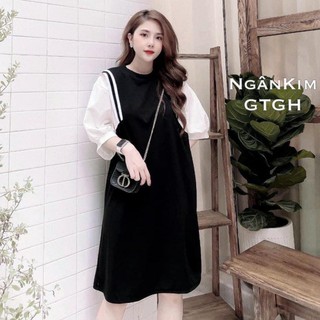 váy suông tay lỡ bo viền chất đũi mềm mát ( váy thủy thủ )