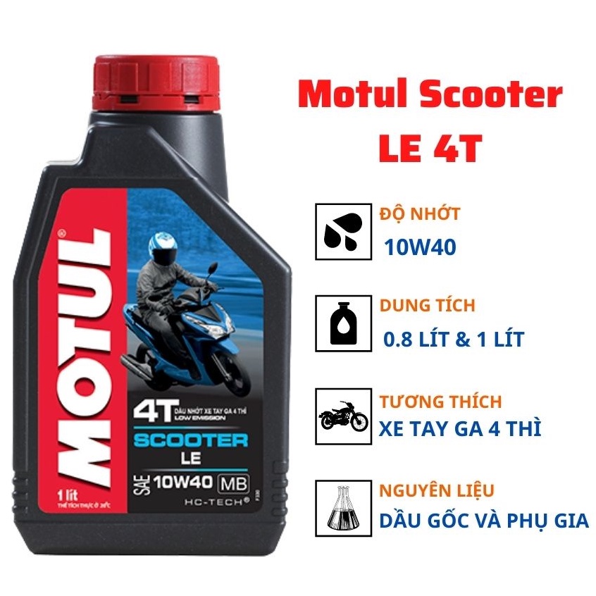 Nhớt xe máy tay ga Motul Scooter LE 10W40 hàng chính hãng nhớt xe máy SH Vision Mio Vario AB...