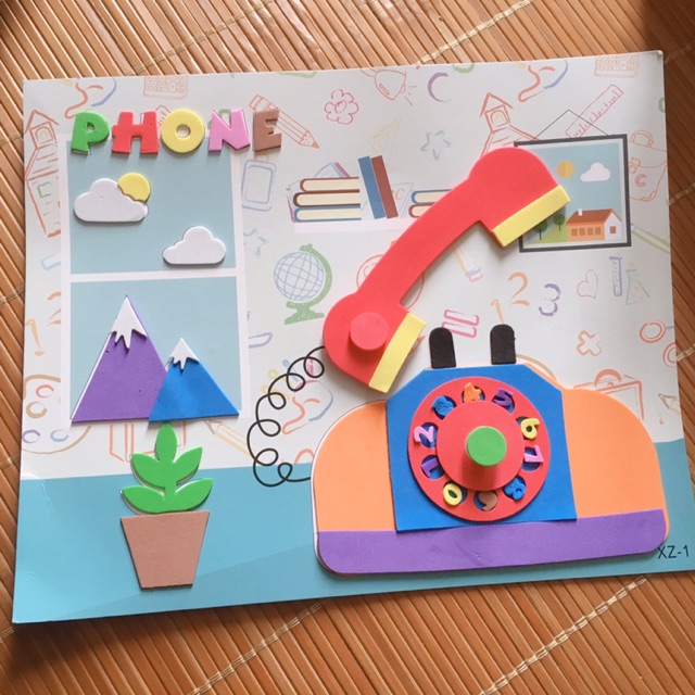 COM BO 5 TRANH  DÁN GHÉP HÌNH CHO BÉ VỪA HỌC VỪA CHƠi