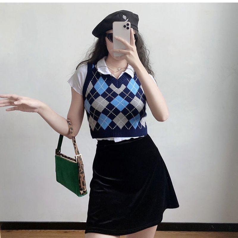 Gile Len Nữ | Áo Gile Len Dệt Kim Dáng Croptop Ulzzang Nhiều Màu Dành Cho Nữ, Phong Cách Hàn Quốc, Hàng Quảng Châu