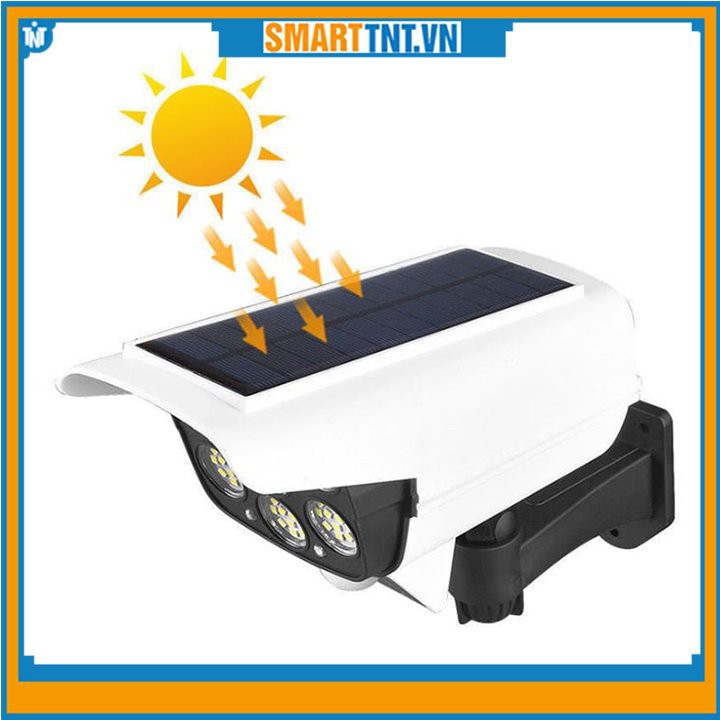 Đèn năng lượng mặt trời cảm ứng tự động bật tắt có điều khiển - giả camera chống trộm mơi, hàng đẹp Smarttnt.vn