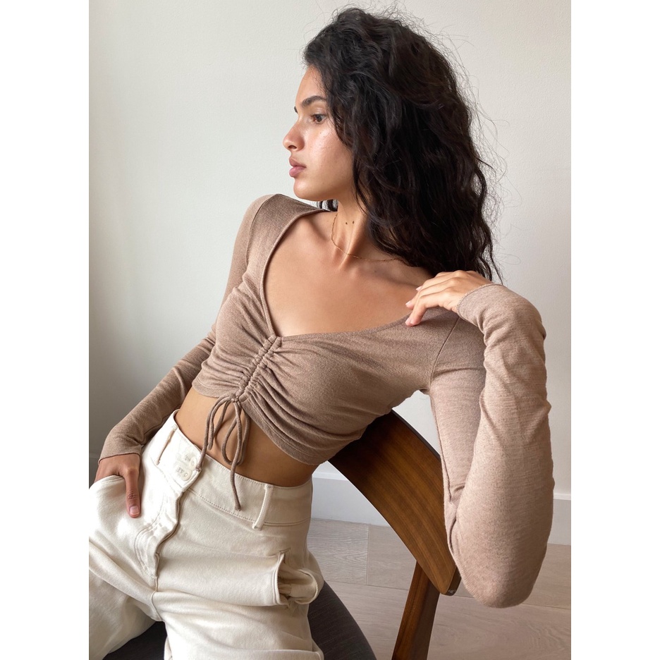 Áo thun croptop rút dây Wilfred Free LYNX